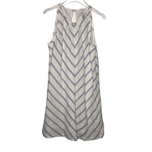 J. Crew Dresses & Skirts - J. Crew halter dress linen blue white size S  fully cotton lined